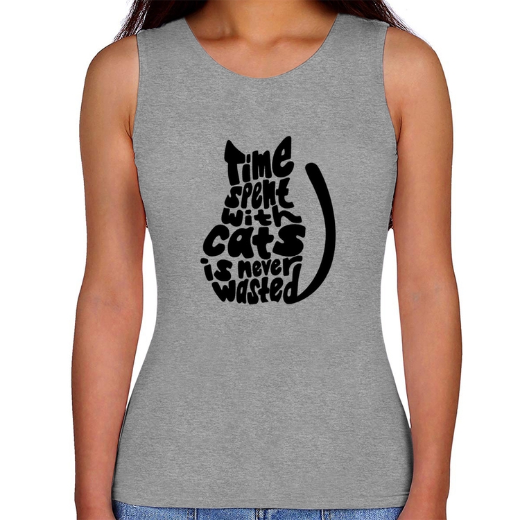 Regata Feminina Time spend with cats is never wasted - Cinza