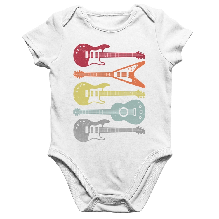 Body Bebê Algodão Tipos de Guitarra - Branco