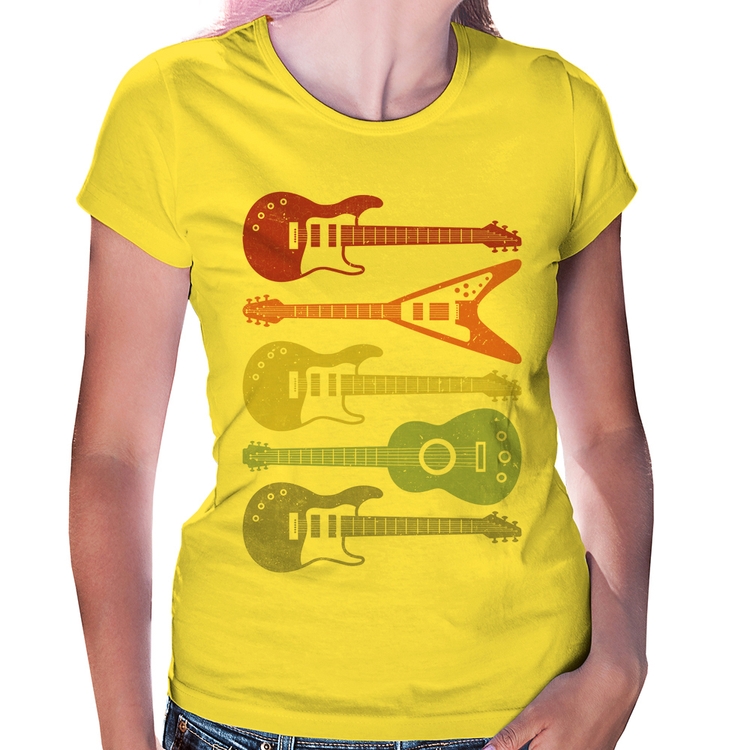 Baby Look Tipos de Guitarra - Amarela
