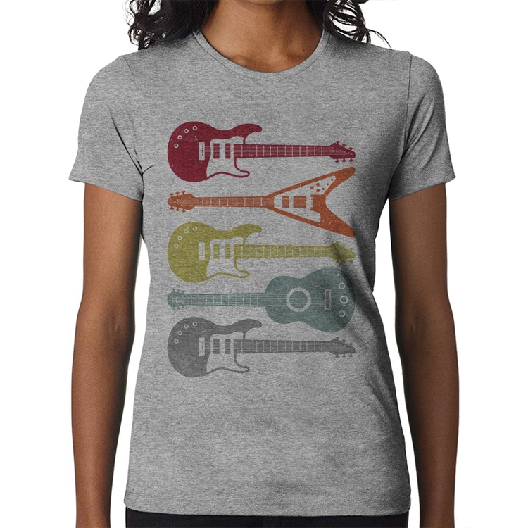 Baby Look Tipos de Guitarra - Cinza