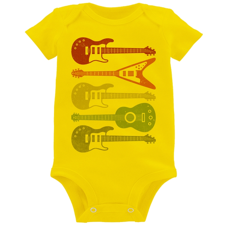 Body Bebê Tipos de Guitarra - Amarelo