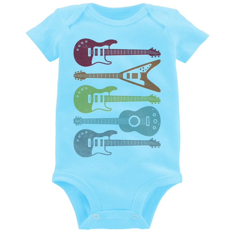 Body Bebê Tipos de Guitarra - Azul Bebê