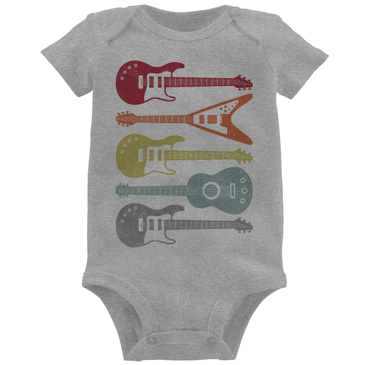 Body Bebê Tipos de Guitarra - Cinza