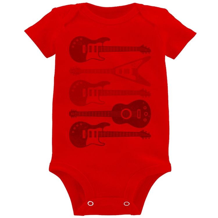 Body Bebê Tipos de Guitarra - Vermelho