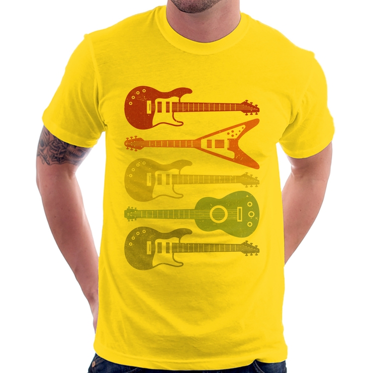 Camiseta Tipos de Guitarra - Amarela