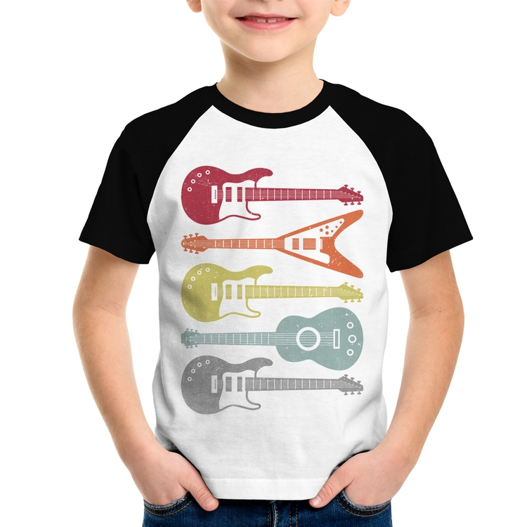 Camiseta Raglan Infantil Tipos de Guitarra