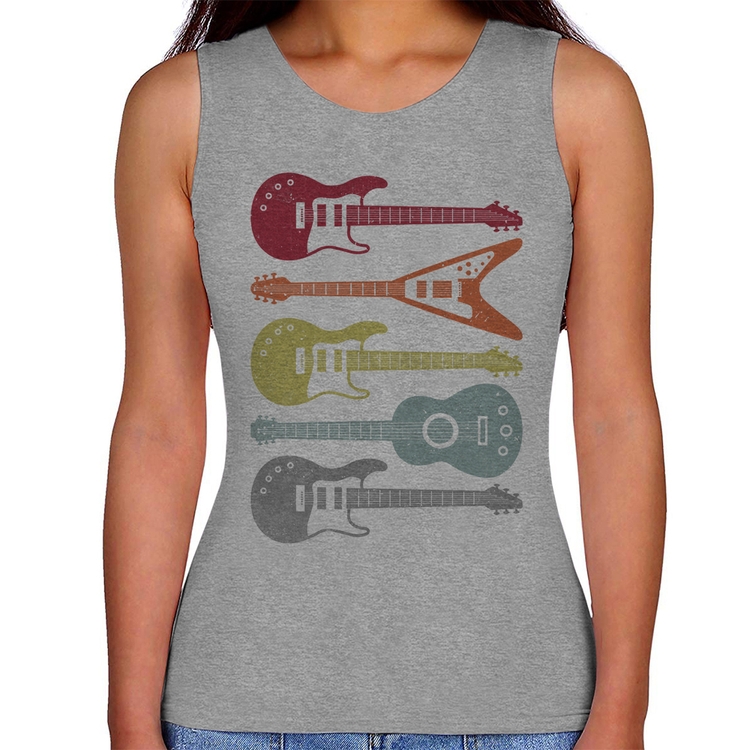 Regata Feminina Tipos de Guitarra - Cinza