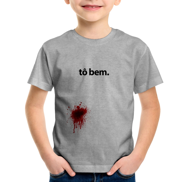 Camiseta Infantil tô bem - Cinza