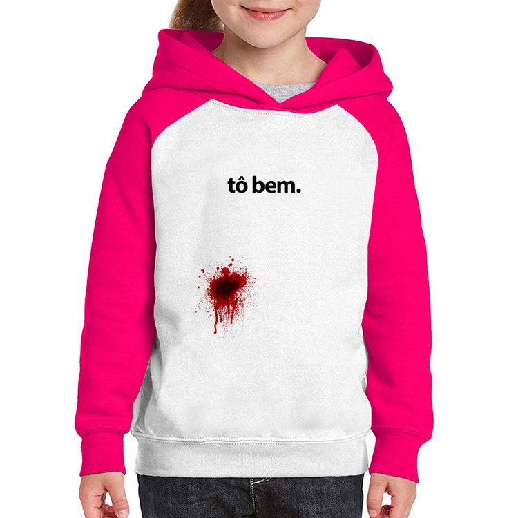 Moletom Infantil tô bem - Branco/Rosa