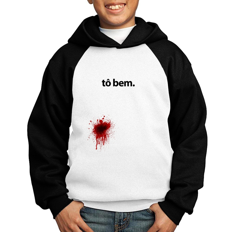 Moletom Infantil tô bem - Branco/Preto