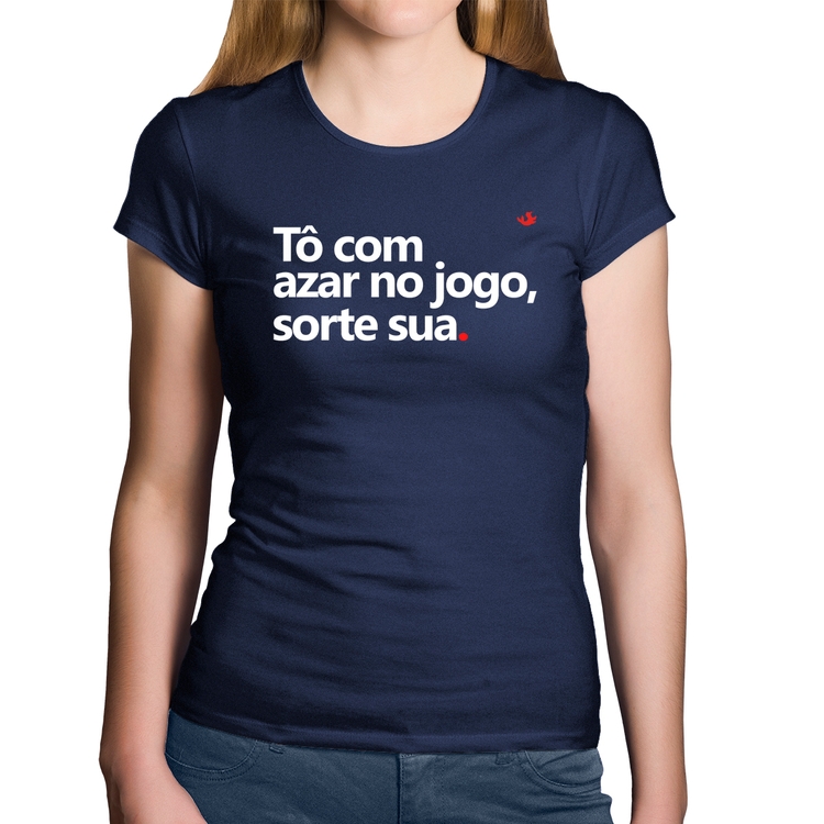 Baby Look Algodão Tô com azar no jogo, sorte sua - Marinho