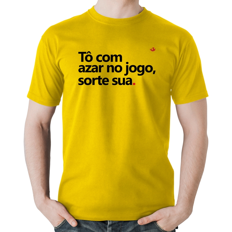 Camiseta Algodão Tô com azar no jogo, sorte sua - Amarela