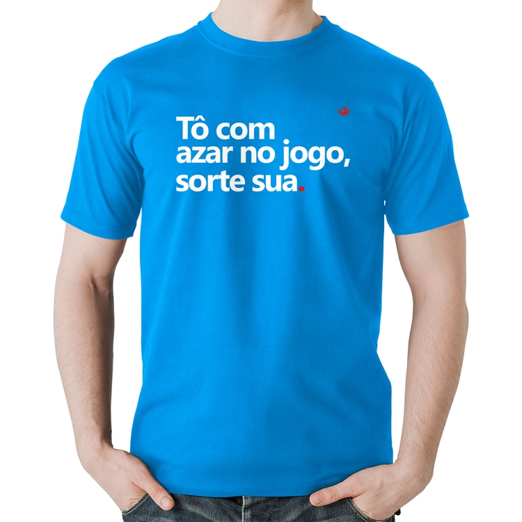 Camiseta Algodão Tô com azar no jogo, sorte sua - Azul