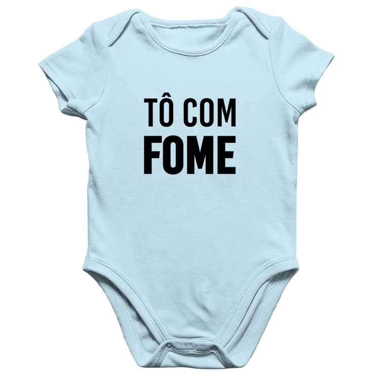 Body Bebê Algodão Tô com fome - Azul Bebê