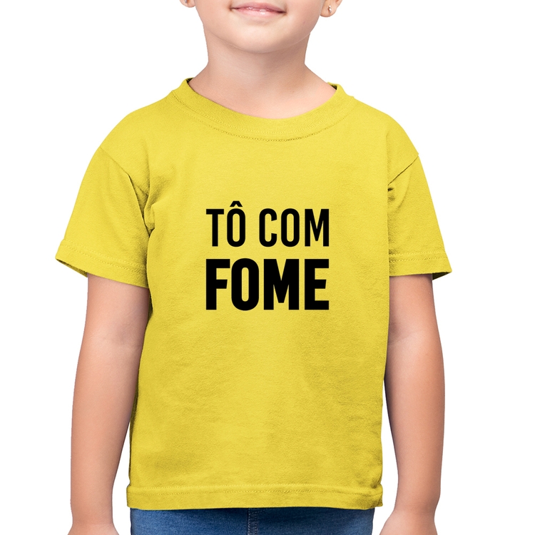 Camiseta Algodão Infantil Tô com fome - Amarelo Canário