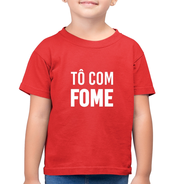 Camiseta Algodão Infantil Tô com fome - Vermelha