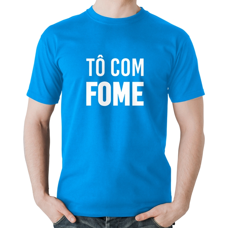 Camiseta Algodão Tô com fome - Azul
