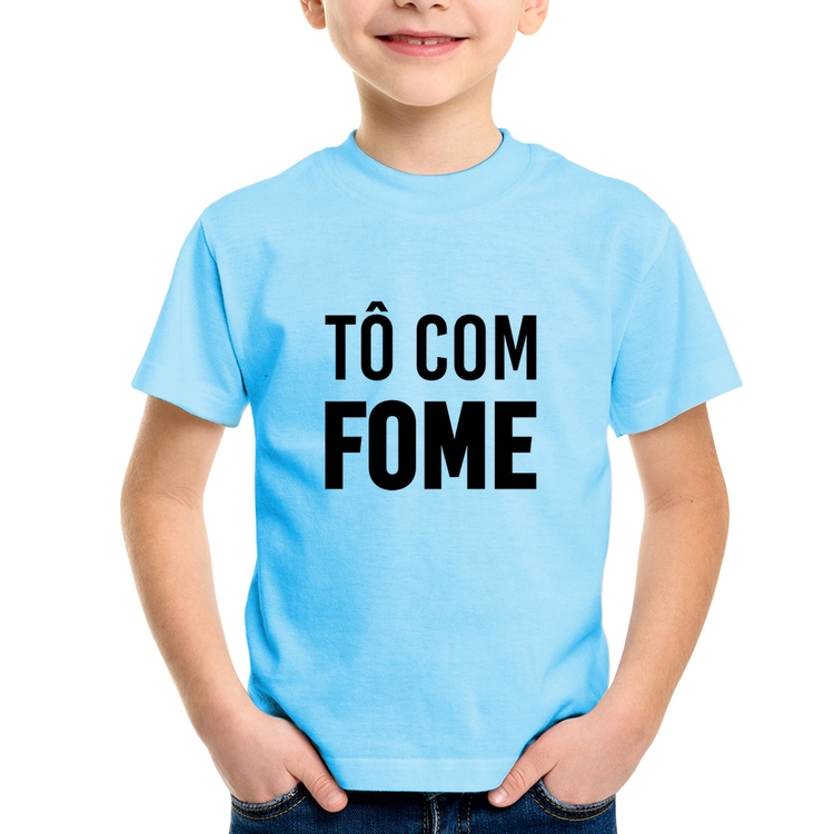 Camiseta Infantil Tô com fome - Azul Bebê