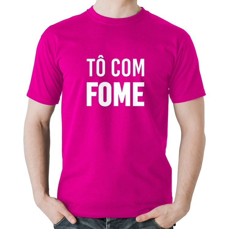 Camiseta Algodão Tô com fome - Rosa