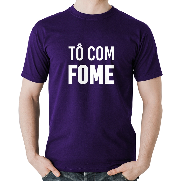 Camiseta Algodão Tô com fome - Roxa