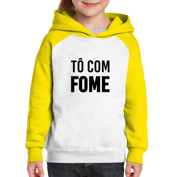 Moletom Infantil Tô com fome - Branco/Amarelo