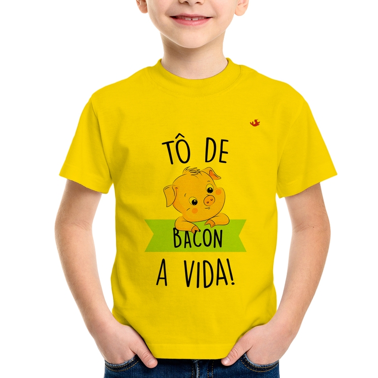 Camiseta Infantil Tô de bacon a vida! - Amarela