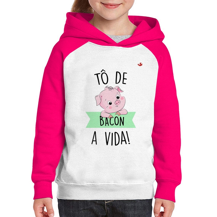 Moletom Infantil Tô de bacon a vida! - Branco/Rosa