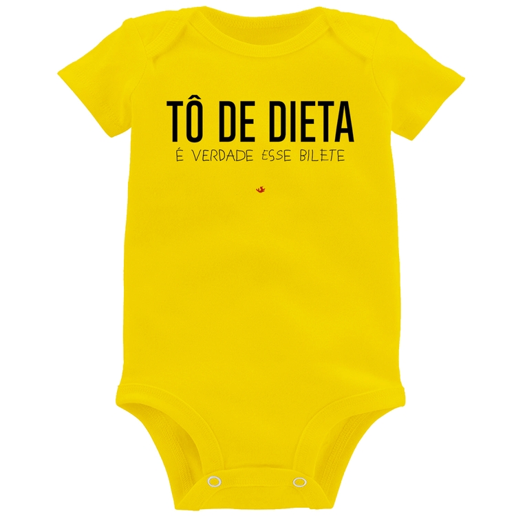 Body Bebê Tô de dieta, é verdade esse bilete - Amarelo