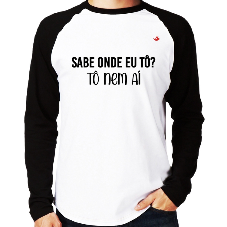 Camiseta Raglan Tô nem aí Manga Longa