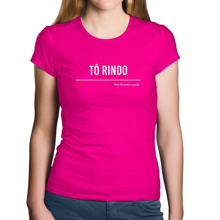 Baby Look Algodão Tô Rindo mas tô preocupada - Rosa