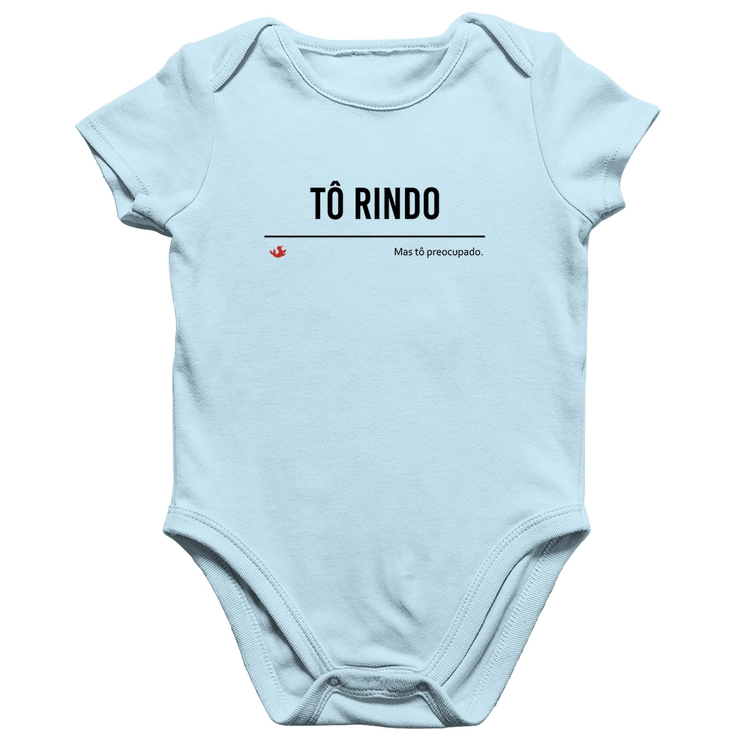 Body Bebê Algodão Tô Rindo mas tô preocupado - Azul Bebê