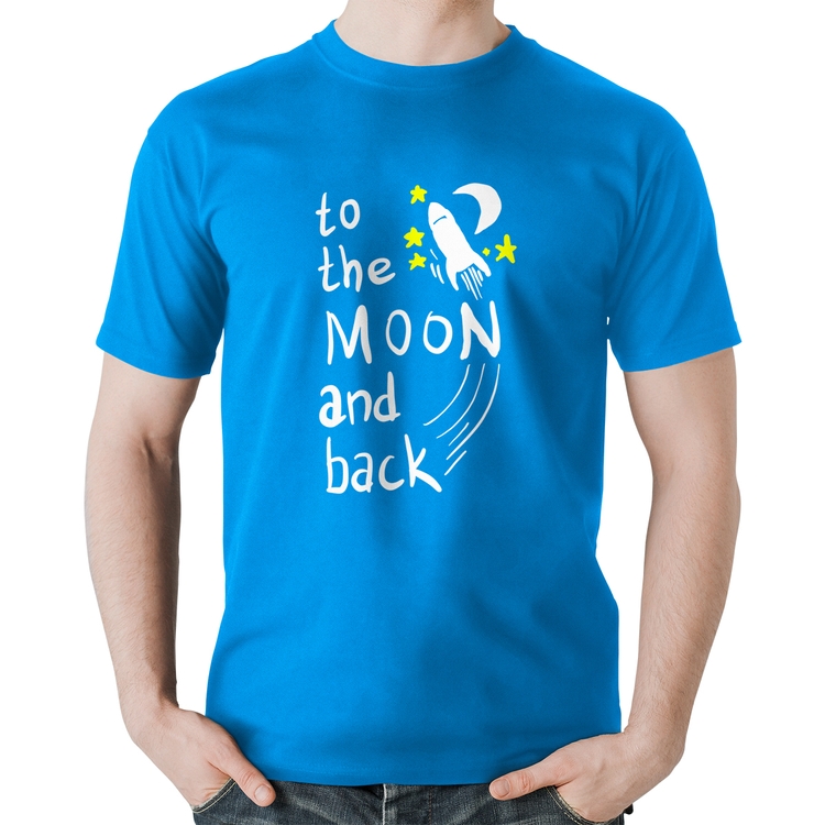 Camiseta Algodão To the moon and back - Azul