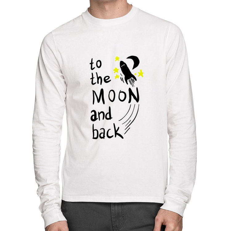 Camiseta Algodão To the moon and back Manga Longa - Branca