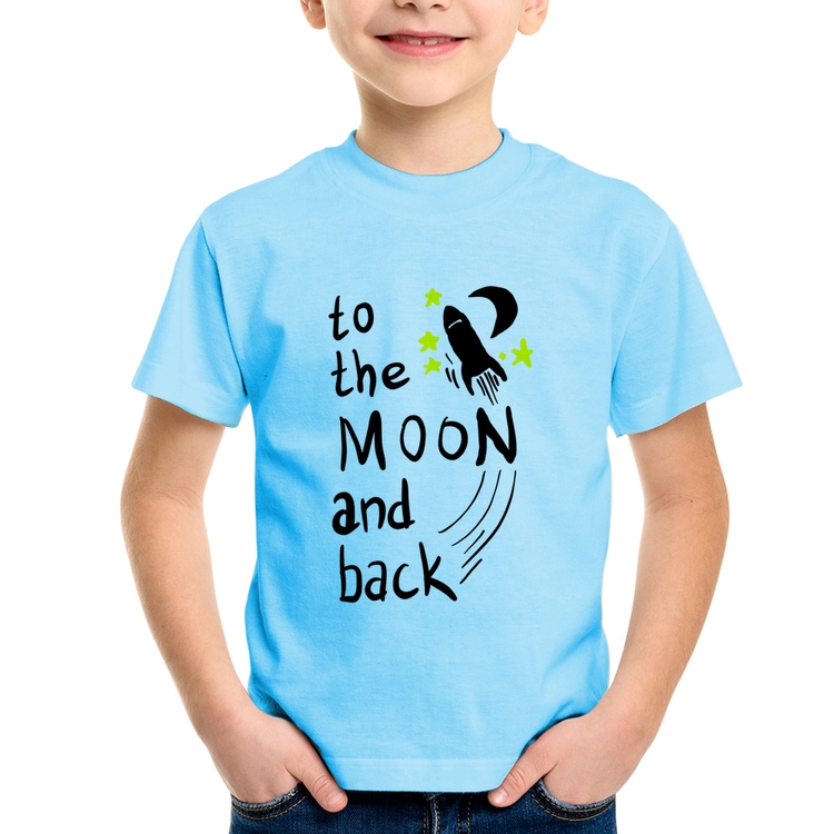 Camiseta Infantil To the moon and back - Azul Bebê