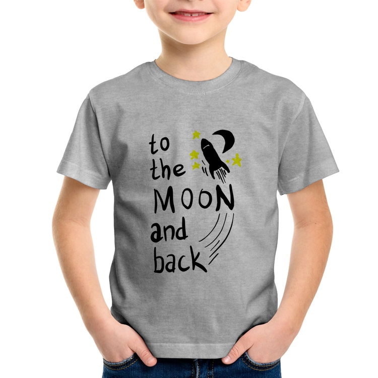 Camiseta Infantil To the moon and back - Cinza
