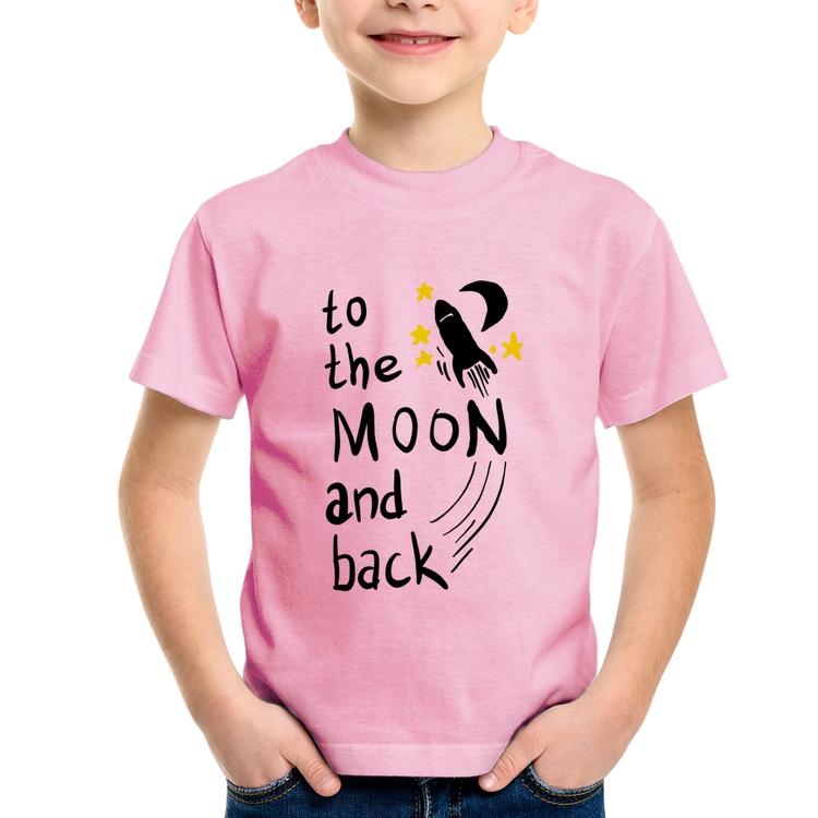 Camiseta Infantil To the moon and back - Rosa Bebê
