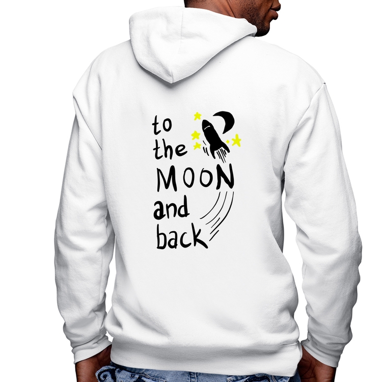 Blusa Moletom To the moon and back Masculina com Capuz e Zíper - Branca