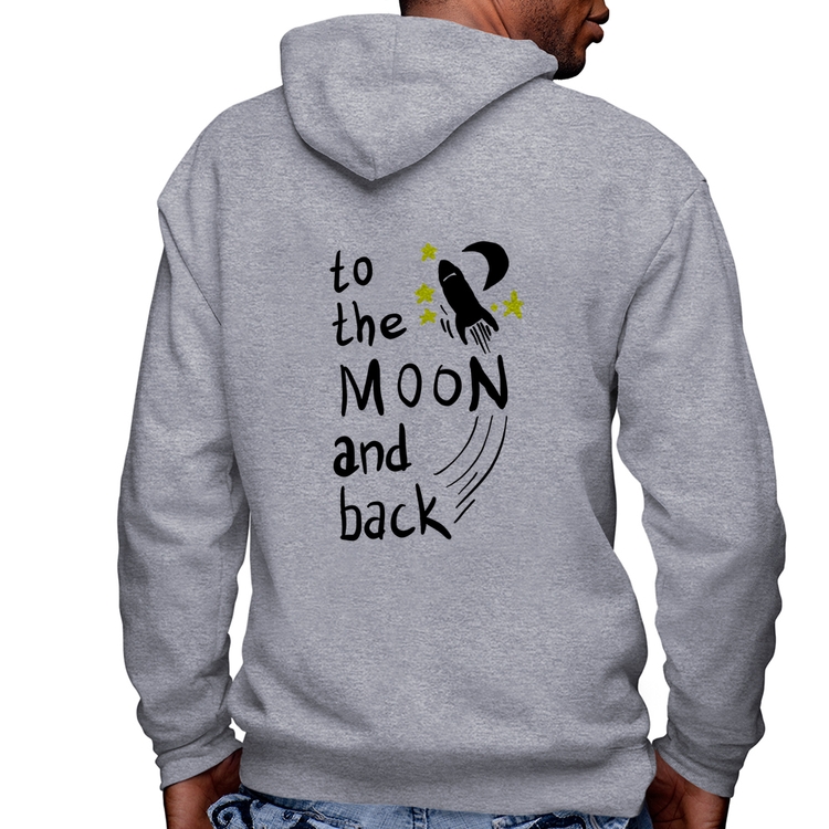 Blusa Moletom To the moon and back Masculina com Capuz e Zíper - Mescla