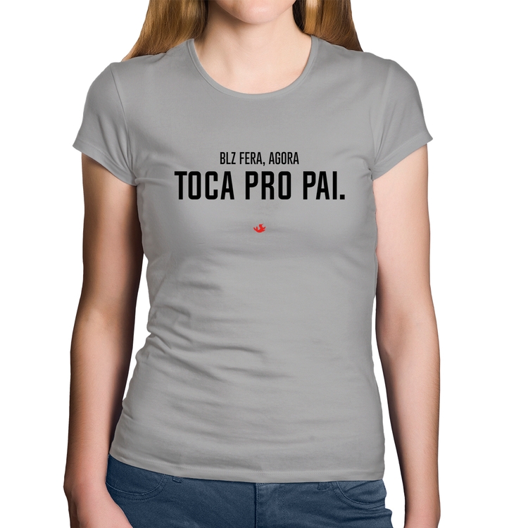 Baby Look Algodão Toca pro pai - Cinza