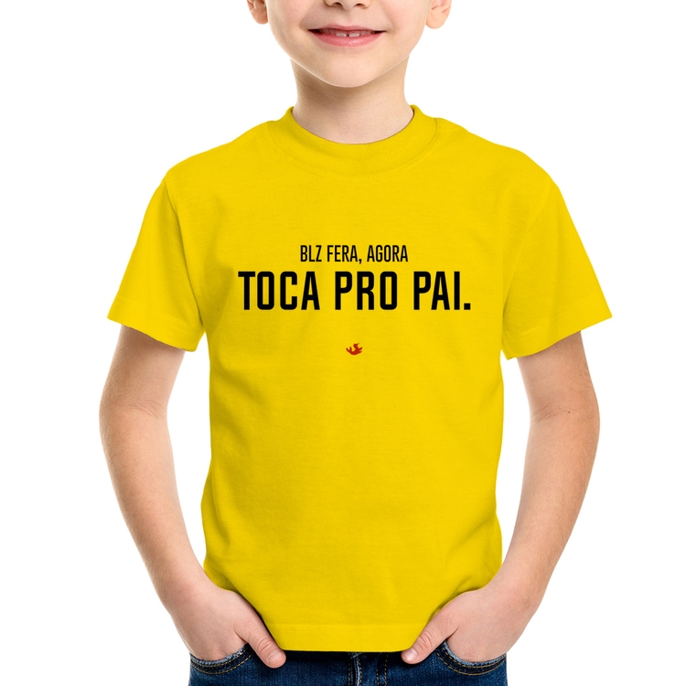 Camiseta Infantil Toca pro pai - Amarela