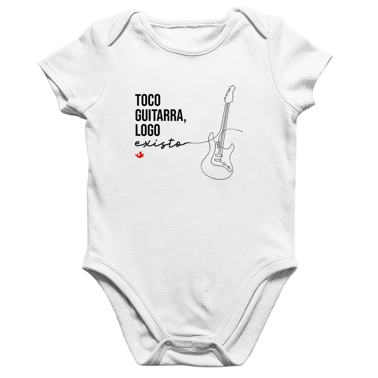 Body Bebê Algodão Toco guitarra, logo existo - Branco