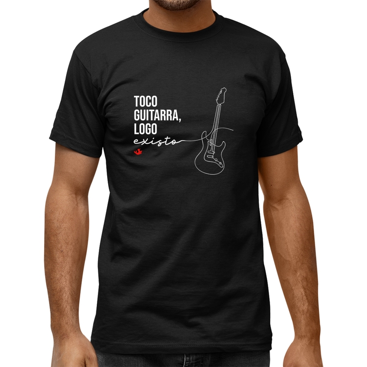 Camiseta Quality Toco guitarra, logo existo