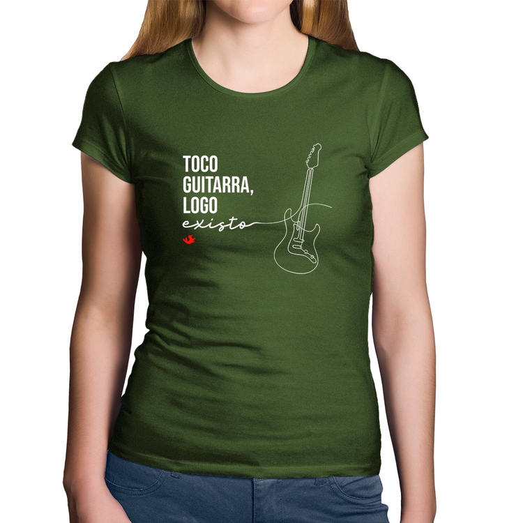 Baby Look Algodão Toco guitarra, logo existo - Musgo