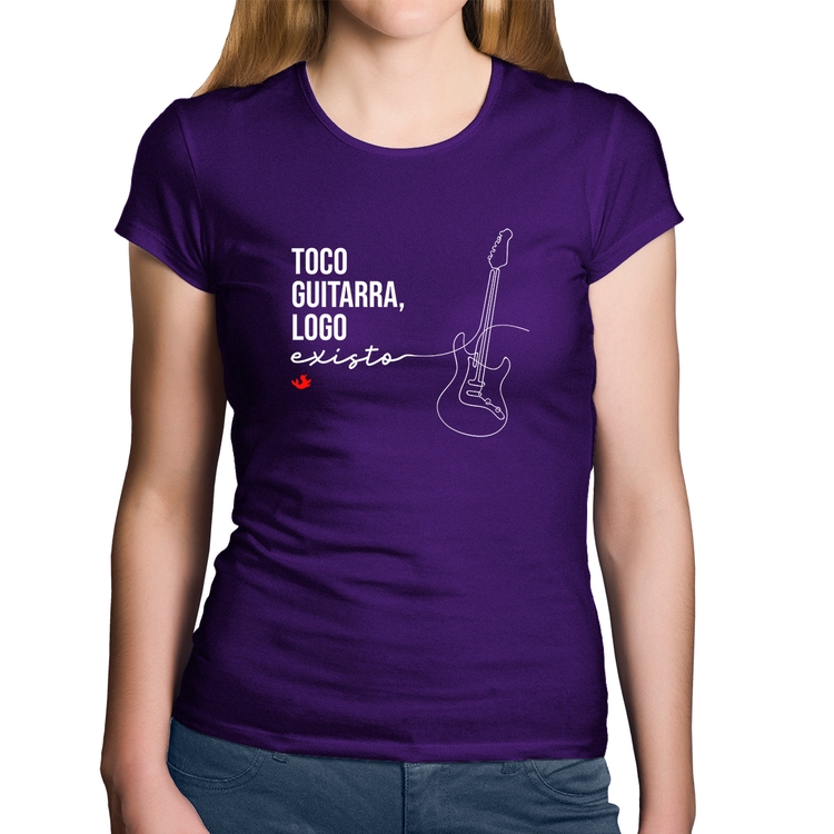 Baby Look Algodão Toco guitarra, logo existo - Roxa