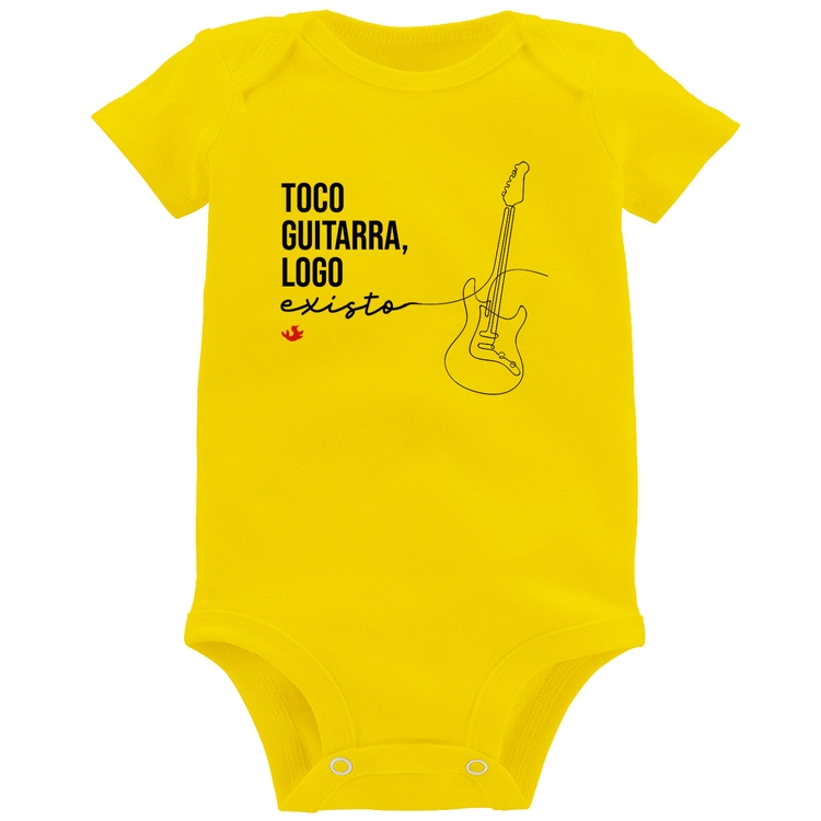 Body Bebê Toco guitarra, logo existo - Amarelo