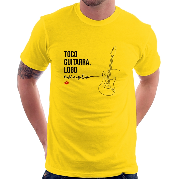 Camiseta Toco guitarra, logo existo - Amarela