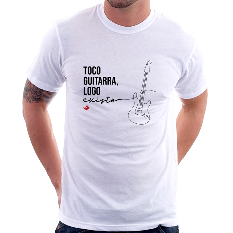 Camiseta Toco guitarra, logo existo