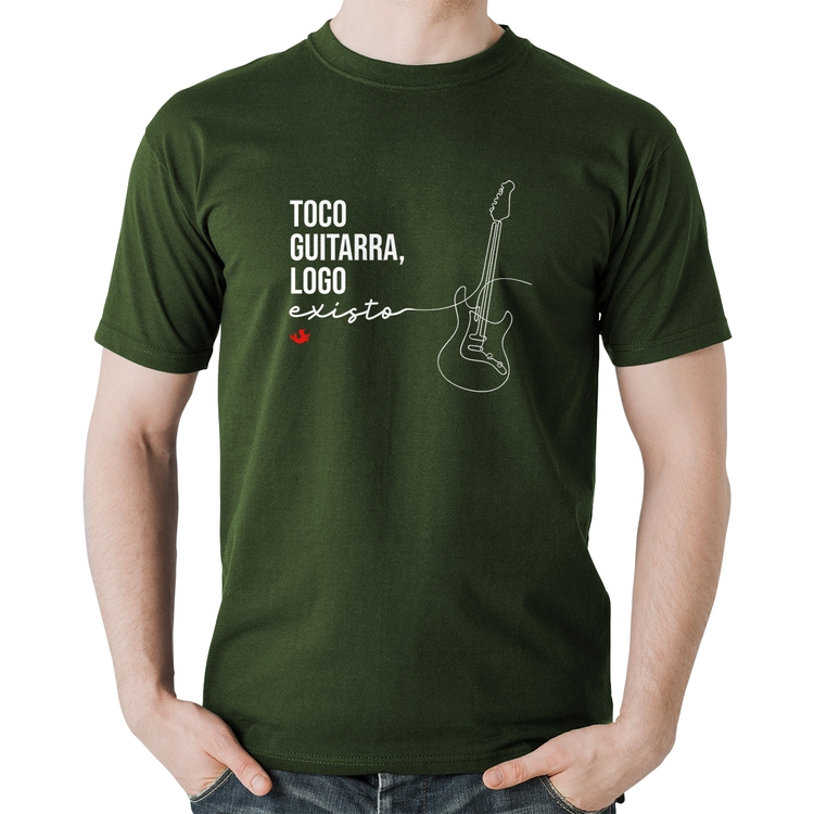 Camiseta Algodão Toco guitarra, logo existo - Musgo