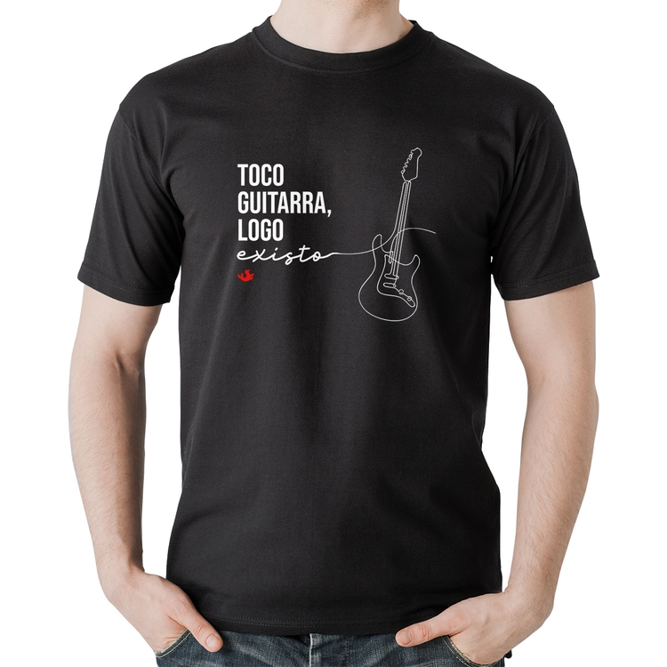 Camiseta Algodão Toco guitarra, logo existo