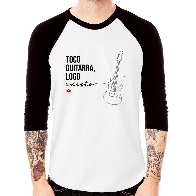 Camiseta Raglan Toco guitarra, logo existo Manga 3/4